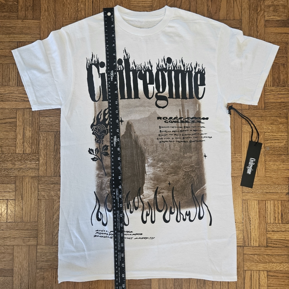 Civil Regime‎ Tee Shirt Mens Small White Grim Reaper Flames Gym New Authentic - Picture 3 of 8